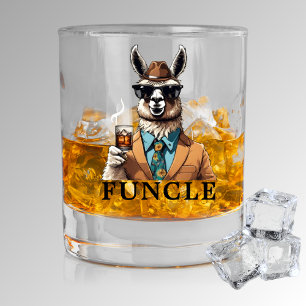 World's Best Ever Funcle Uncle Funny Llama Whiskey Glass
