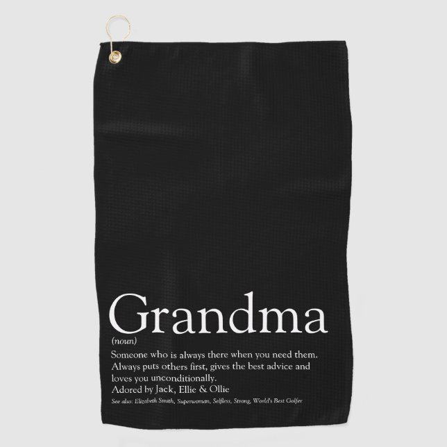 World's Best Ever Grandma, Grandmother Definition Golf Towel (Front)