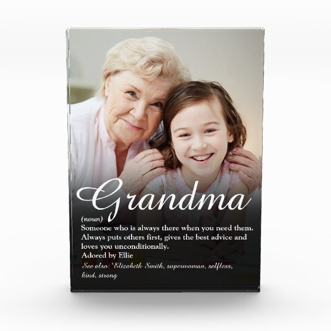World's Best Ever Grandma, Grandmother Definition Photo Block (Front)