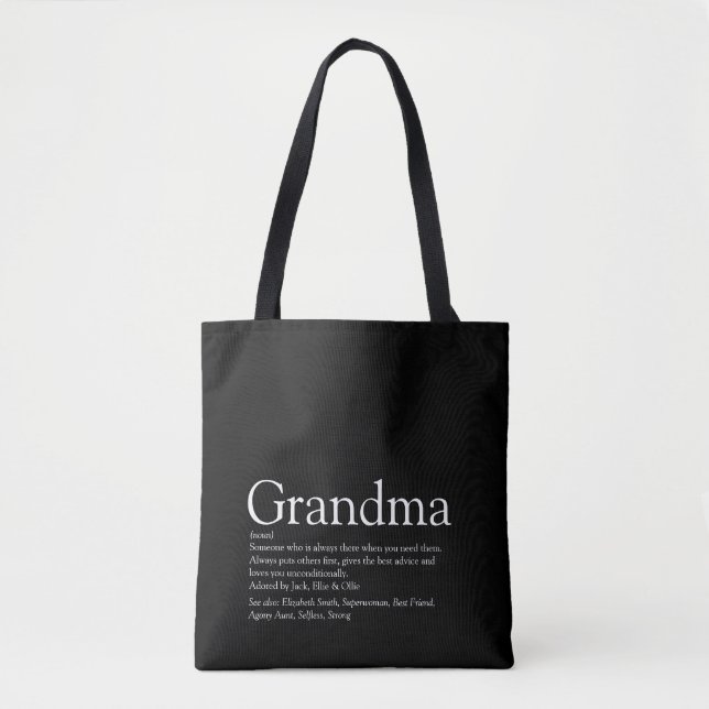 World's Best Ever Grandma, Grandmother Definition Tote Bag (Front)