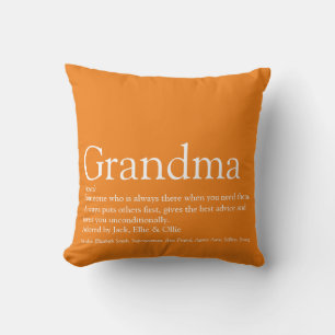 World's Best Ever Grandma Granny Definition Orange Cushion