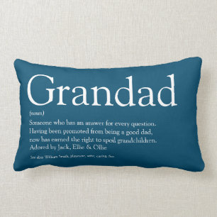 Worlds Best Ever Grandpa, Grandad Definition Blue Lumbar Cushion