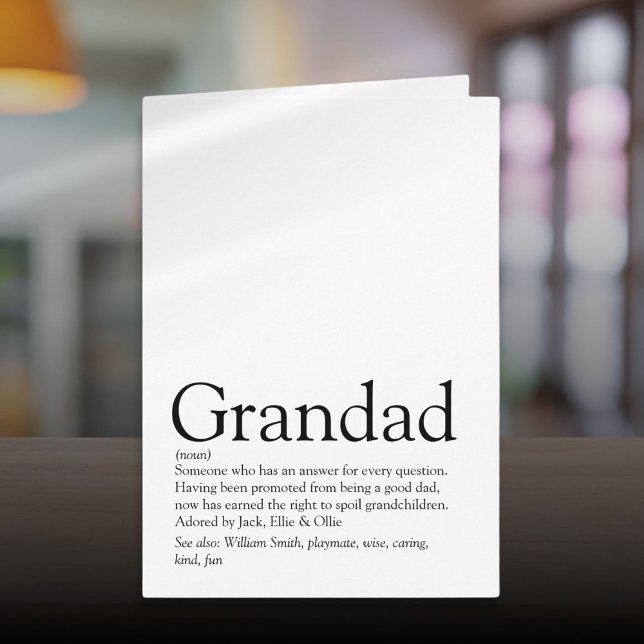 Worlds Best Ever Grandpa Grandad Papa Definition Card (Worlds Best Ever Grandpa Grandad Papa Definition Card)