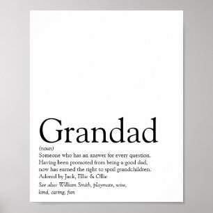 Worlds Best Ever Grandpa, Grandad, Papa Definition Poster