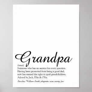 Worlds Best Ever Grandpa, Grandad, Papa Definition Poster