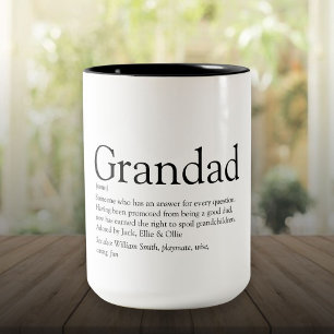 Worlds Best Ever Grandpa Grandad Papa Definition Two-Tone Coffee Mug