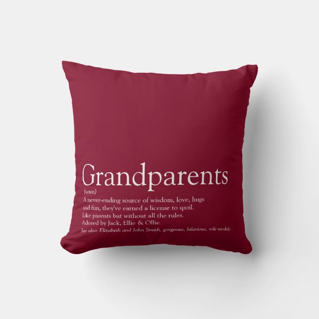 World's Best Ever Grandparents Definition Burgundy Cushion (Front)