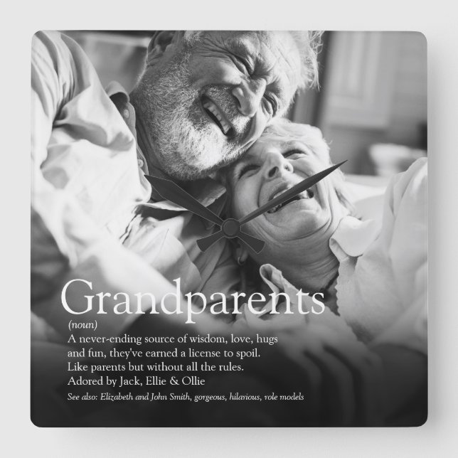 World's Best Ever Grandparents Definition Square Wall Clock (Front)