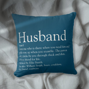 World's Best Ever Husband Definition Blue Fun Cushion