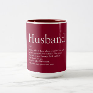 World's Best Ever Husband Definition Burgundy Two-Tone Coffee Mug
