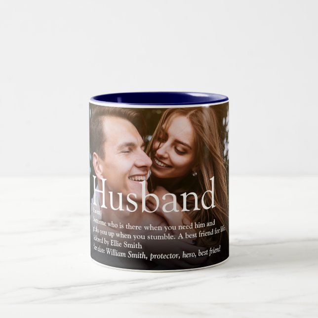 World's Best Ever Husband Definition Photo Two-Tone Coffee Mug (Center)