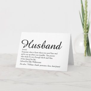 World's Best Ever Husband Definition Script Card