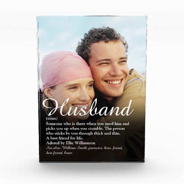 World's Best Ever Husband Definition Script Photo Block (Front)