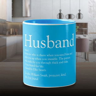 World's Best Ever Husband Definition Sky Blue Two-Tone Coffee Mug