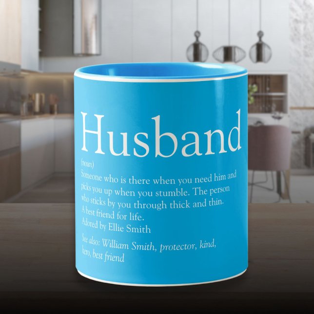 World's Best Ever Husband Definition Sky Blue Two-Tone Coffee Mug (World's Best Ever Husband Definition Sky Blue Two-Tone Coffee Mug)