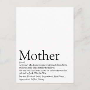 World's Best Ever Mom, Mum, Mother Definition Postcard