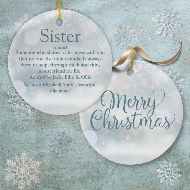 World's Best Ever Sister Definition Christmas Ceramic Tree Decoration (World's Best Ever Sister Definition Christmas Ceramic Ornament)