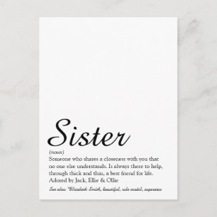World's Best Ever Sister Definition Elegant Script Postcard