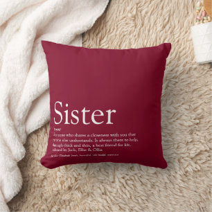 World's Best Ever Sister Definition Fun Burgundy Cushion