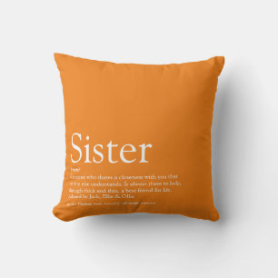 World's Best Ever Sister Definition Fun Orange Cushion