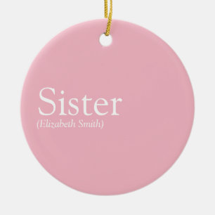 World's Best Ever Sister Definition Girly Pink Ceramic Tree Decoration
