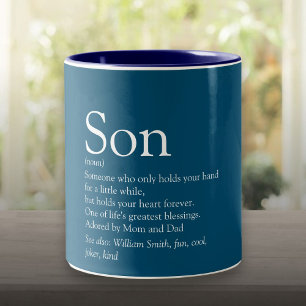 World's Best Ever Son Definition Modern Blue Fun Two-Tone Coffee Mug