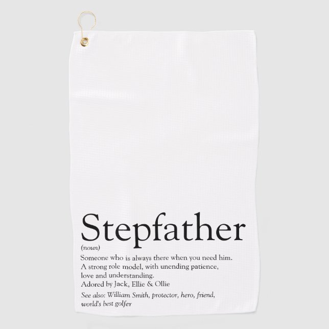 World's Best Ever Stepfather, Stepdad Definition Golf Towel (Front)