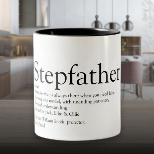World's Best Ever Stepfather, Stepdad Definition Two-Tone Coffee Mug