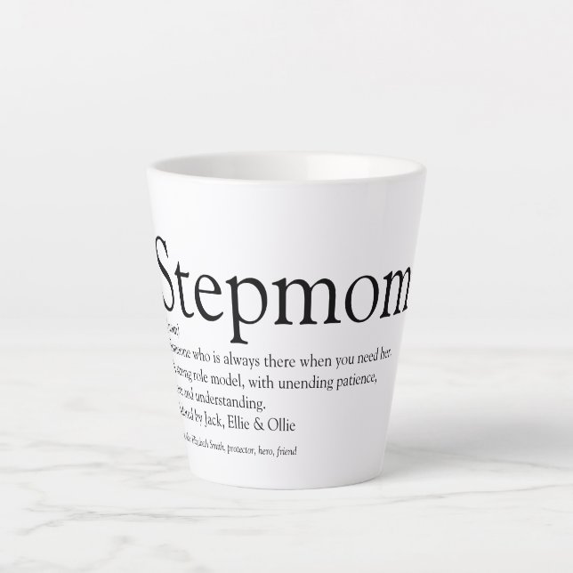 World's Best Ever Stepmom, Stepmother Definition Latte Mug (Front)