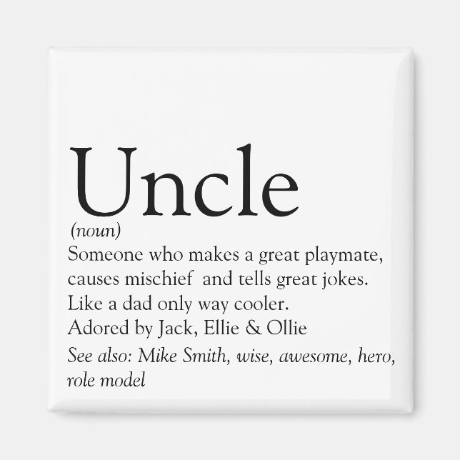 World's Best Ever Uncle, Funcle Definition Magnet (Front)
