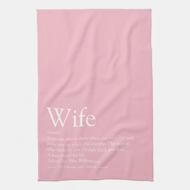 World's Best Ever Wife Definition Girly Pink Fun Tea Towel (Vertical)