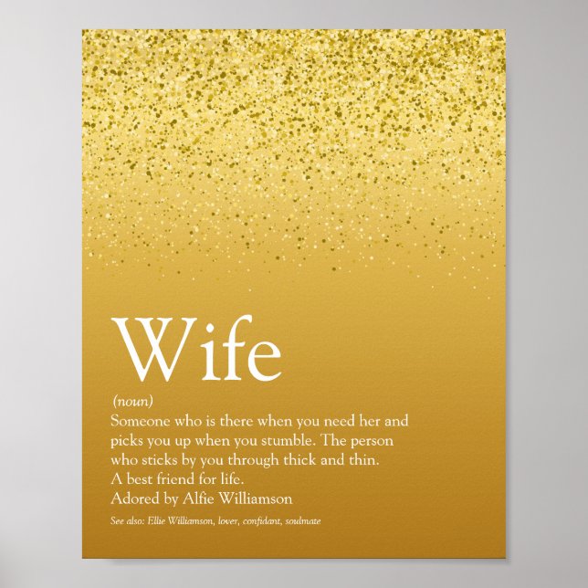 World's Best Ever Wife Definition Gold Glitter Fun Poster (Front)