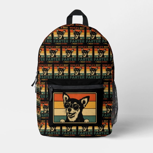 World's Best Farter I Mean Father Funny Dad Dog Printed Backpack (Front)