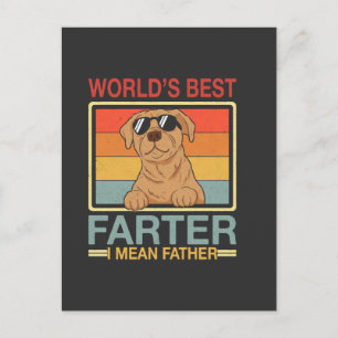 World's Best Farter I Mean Father Funny Dog Dad Postcard