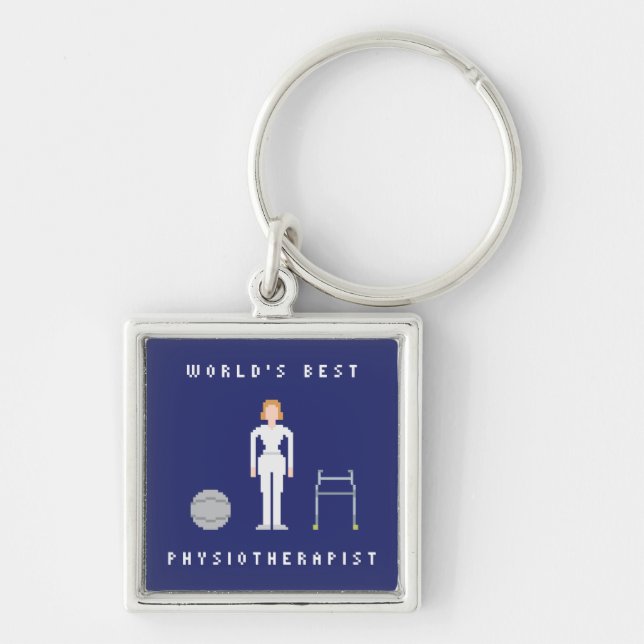 World's Best Female Physiotherapist 8Bit Style Key Ring (Front)