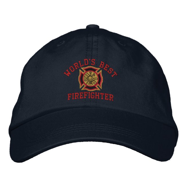 World's Best Firefighter Custom Embroidery Embroidered Hat (Front)