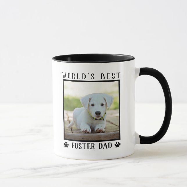 World's Best Foster Dad Paw Prints Pet Photo Frame Mug (Right)