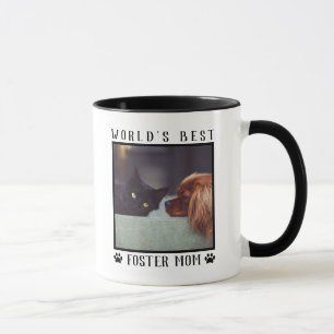 World's Best Foster Mum Paw Prints Pet Photo Frame Mug