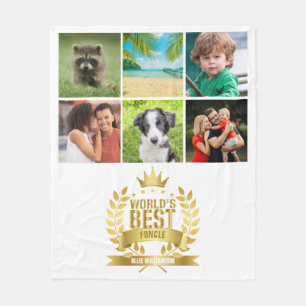 World's Best Funcle Uncle Photo Collage Fleece Blanket