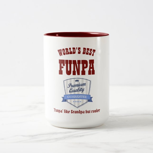 Worlds Best FUNPA - Like Grandpa But Cooler - Gift Two-Tone Coffee Mug (Center)