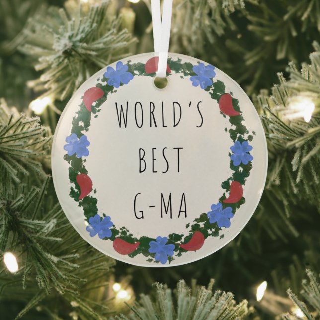World's Best G-Ma Holiday gift Glass Tree Decoration (Insitu)