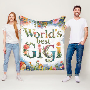 World's BEST GIGI Grandma Gift Birthday Christmas  Fleece Blanket