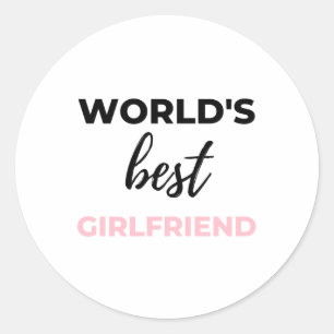 World's Best Girlfriend Black Classic Round Sticker
