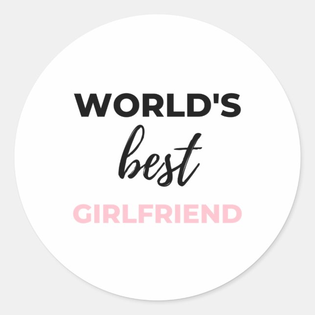 World's Best Girlfriend Black Classic Round Sticker (Front)