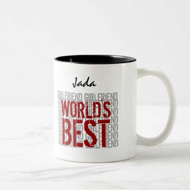 World's Best GIRLFRIEND Custom Name B29F Two-Tone Coffee Mug (Right)