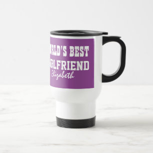 World's Best GIRLFRIEND Custom Name PURPLE A10 Travel Mug