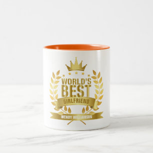 World's Best Girlfriend Fun Gold Two-Tone Coffee Mug