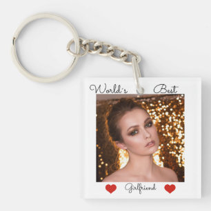 Worlds best girlfriend photo personalized key ring