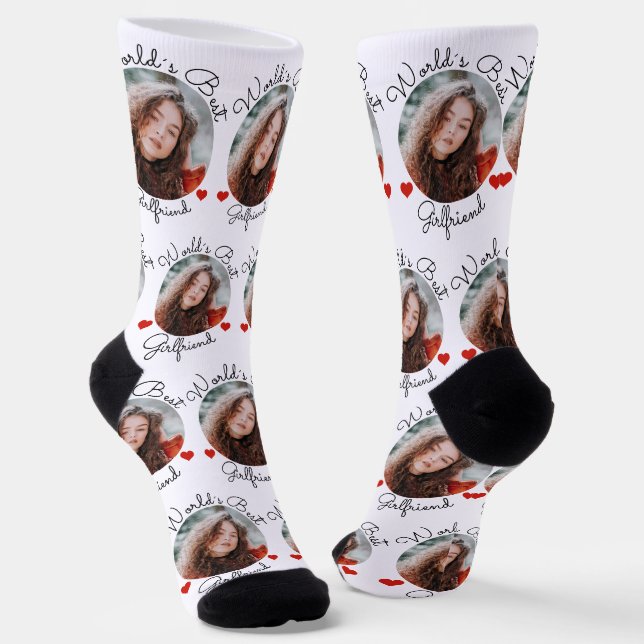 World's Best Girlfriend - Photo Template Socks (Angled)