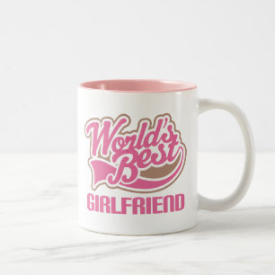 Worlds Best Girlfriend Pink Two-Tone Coffee Mug